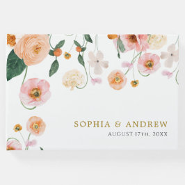 Livro De Visitas Casamento Floral Rosa Papoila