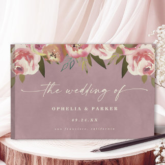 Livro De Visitas Casamento Floral Rosa Poeirento Ophelia Cottagecor
