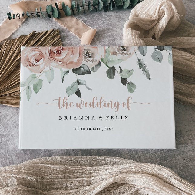 Livro De Visitas Casamento Floral Rosa Rosa Rosa Clássica (Criador carregado)