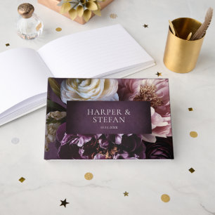 Livro De Visitas Casamento Floral Roxo Maximalista Elegante