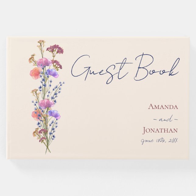 Livro De Visitas Casamento Floral Rustic Beige Acrylic (Frente)