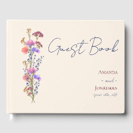 Livro De Visitas Casamento Floral Rustic Beige Acrylic com Jute