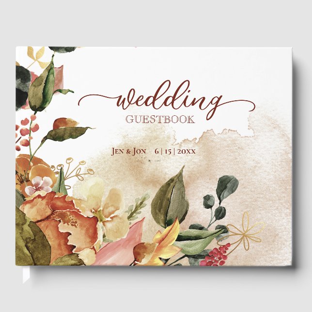 Livro De Visitas Casamento Floral Rustic Fall (Frente)
