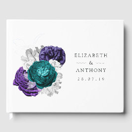 Livro De Visitas Casamento Floral Rustic Violet e Turquoise