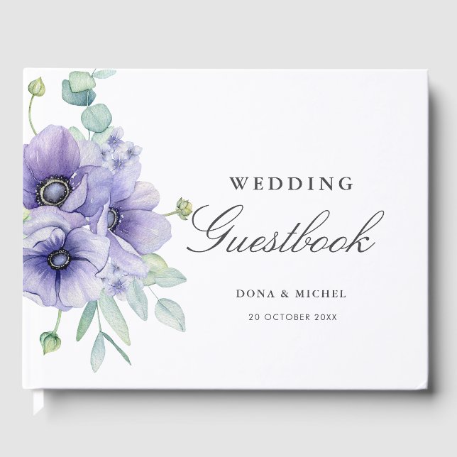 Livro De Visitas Casamento Floral Rustic Violet Summer (Frente)