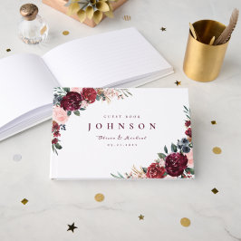 Livro De Visitas Casamento floral rústico de bragundia