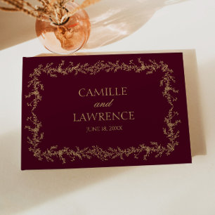 Livro De Visitas Casamento Floral Toile de Champanhe Borgonha Quadr