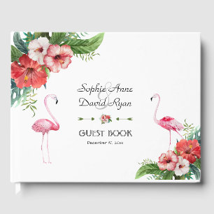 Livro De Visitas Casamento Floral Tropical Charm Luau Flamingo