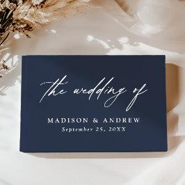 Livro De Visitas Casamento Foto Navy Caligrafia Elegante