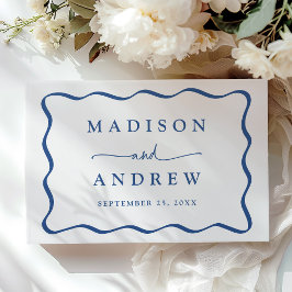 Livro De Visitas Casamento Foto Quadro Moderno Azul Ondulado
