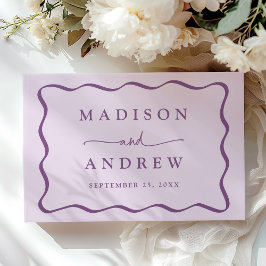 Livro De Visitas Casamento Foto Quadro Moderno Roxo Ondulado