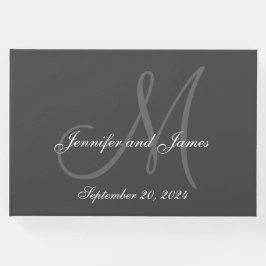 Livro De Visitas Casamento Fotográfico de Nomes de Cinzas Elegantes