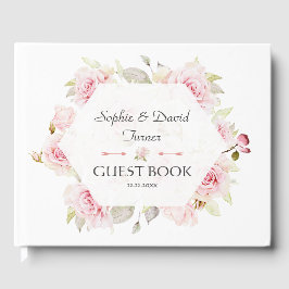 Livro De Visitas Casamento Geométrico bonito De Sangue Floral Rosa-