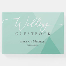 Livro De Visitas Casamento Geométrico da Modern Mint Green