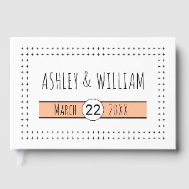 Livro De Visitas Casamento geométrico de pêssego fuzz desenhado à m