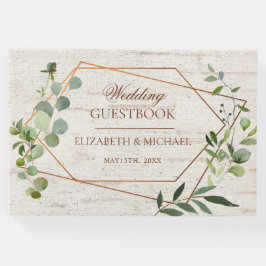 Livro De Visitas Casamento Geométrico Eucalyptus Birch De Cobre Rus