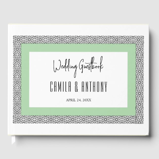 Livro De Visitas Casamento Geométrico Islâmico de Turquesa (Frente)