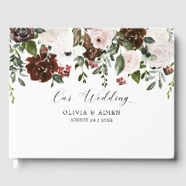 Livro De Visitas Casamento Geométrico Rustic Watercolor Floral