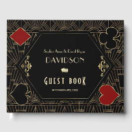 Livro De Visitas Casamento Glam Vegas Casino Dourado Art Déco