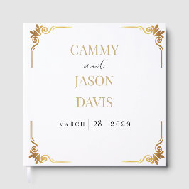 Livro de Visitas Casamento Gold Canto Quadro