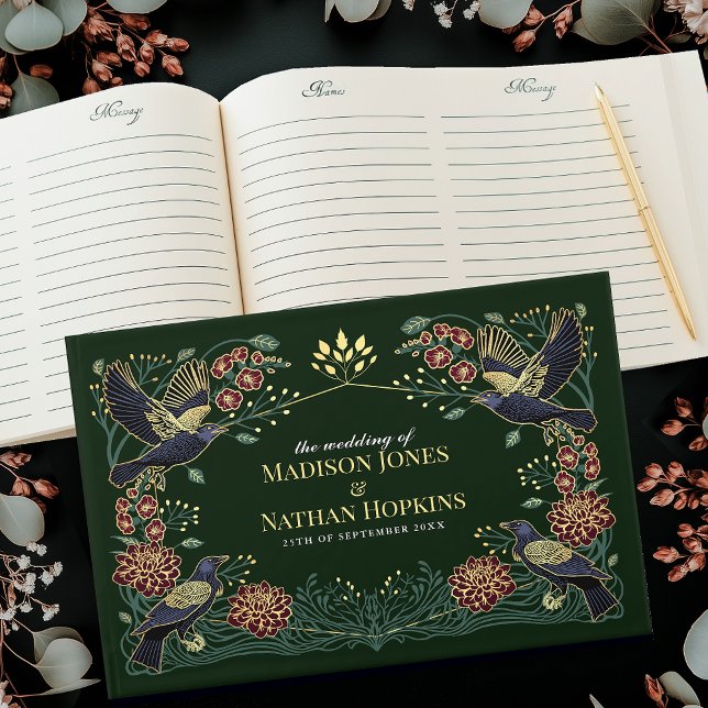 Livro De Visitas Casamento Gothic Encantado Raven Dahlia Snapdragon (Criador carregado)