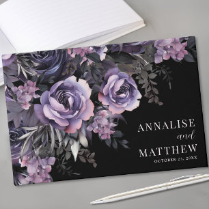 Livro De Visitas Casamento Gótico com Flores Pretas