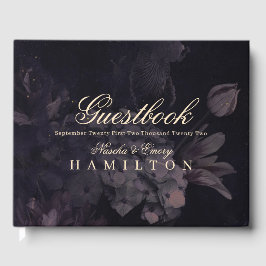 Livro De Visitas Casamento Gótico Púrpura Aquarela Floral Boho