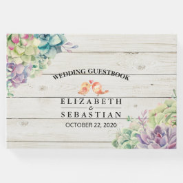 Livro De Visitas Casamento Guestbook Madeira Russa Suculente