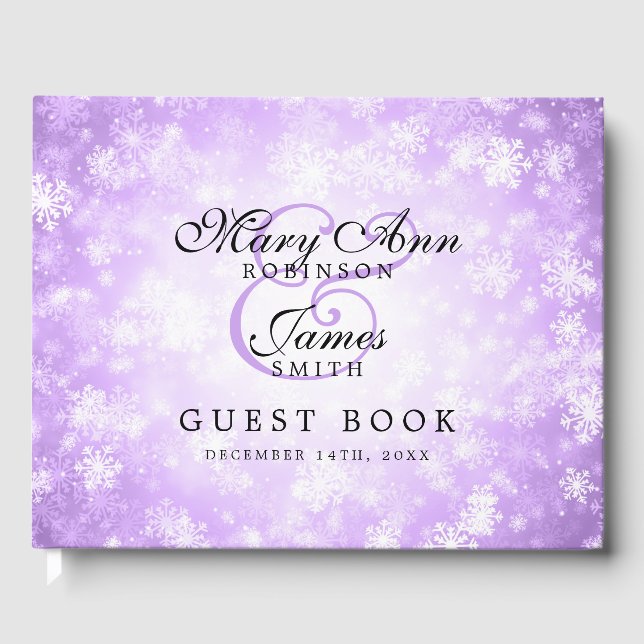 Livro De Visitas Casamento Guestbook Purple Winter Wonderland (Frente)