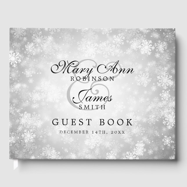 Livro De Visitas Casamento Guestbook Silver Winter Wonderland (Frente)