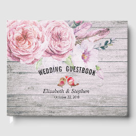 Livro De Visitas Casamento Guestbook Watercolor Floral Rustic Wood