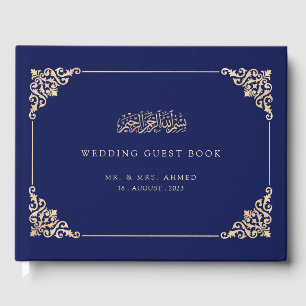 Livro De Visitas Casamento Islâmico Marinho Elegante