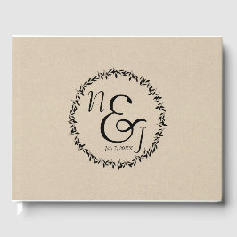 Livro De Visitas Casamento Kraft Moderno Rústico Botânico Folha Pre