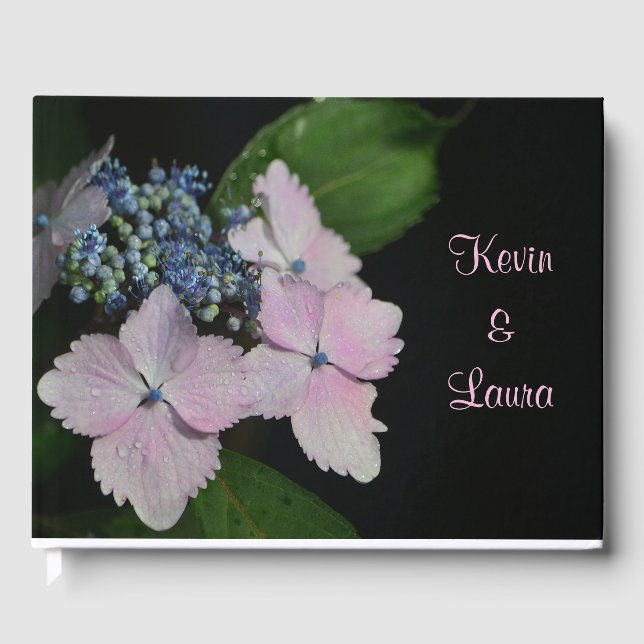 Livro De Visitas Casamento Lacecap Hydrangea bonito (Frente)