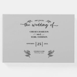 Livro De Visitas Casamento legal com a Trendy Script da Cinza