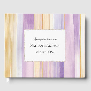 Livro De Visitas Casamento Listras Lilás Roxo Dourado