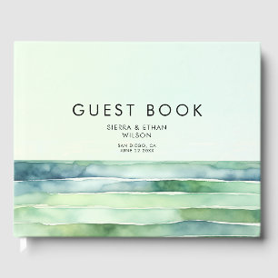 Livro De Visitas Casamento Listras Verdes Mar Piscinas de Maré Prai