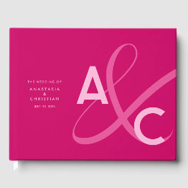 Livro De Visitas Casamento Magenta Moderno e Ousado