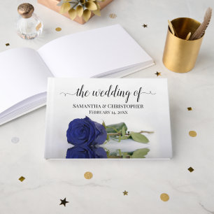 Livro De Visitas Casamento Marinho Azul Elegante Longo e Estemmed