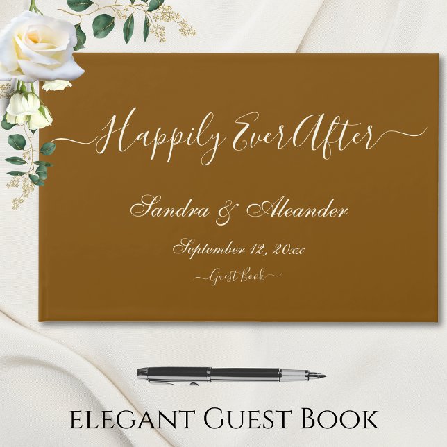 Livro De Visitas Casamento Marrom Mínimo Moderno Elegante (Criador carregado)
