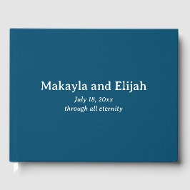 Livro De Visitas Casamento Minimalista Branco no Azul