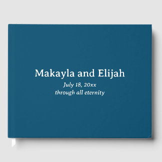 Livro De Visitas Casamento Minimalista Branco no Azul