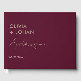 Livro De Visitas Casamento Minimalista Burgundy