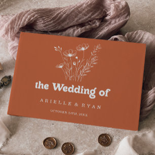Livro De Visitas Casamento Minimalista com Flores Silvestres de Ter