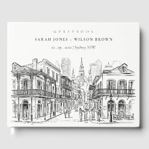 Livro De Visitas Casamento Minimalista Esboço de Nova Orleans Louis