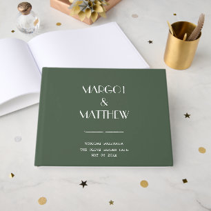 Livro De Visitas Casamento Minimalista Escandinavo Verde Musgo Escu