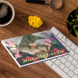 Livro De Visitas Casamento Minimalista Floral Elegante com Foto Per