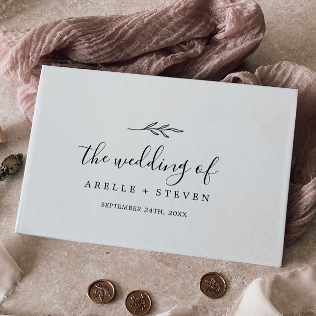 Livro De Visitas Casamento mínimo de preto e branco com monograma p (Criador carregado)