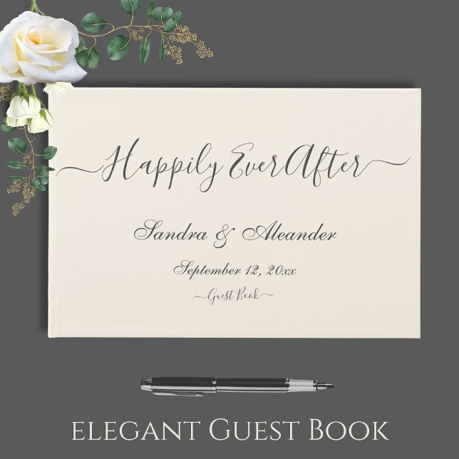 Livro De Visitas Casamento Mínimo Elegante de Ivory Cream (Criador carregado)