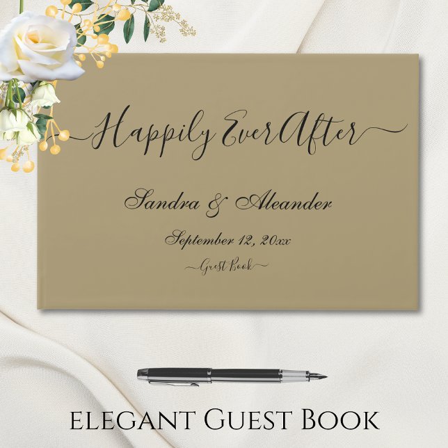 Livro De Visitas Casamento Mínimo Elegante do Ouro Tan (Criador carregado)